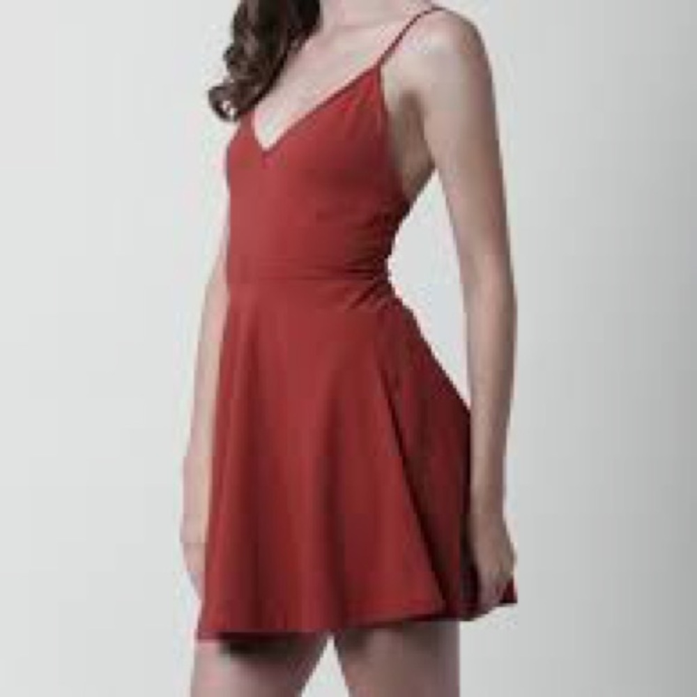 Burnt Red Dress Fit & Flare with Straps